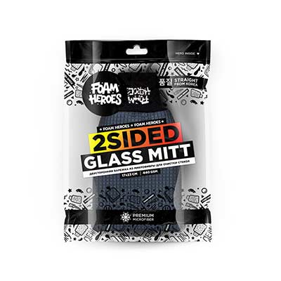 Foam Heroes 2Sided Glass Mitt двусторонняя варежка из микрофибры для очистки стекол 17х23см, 440г/м2