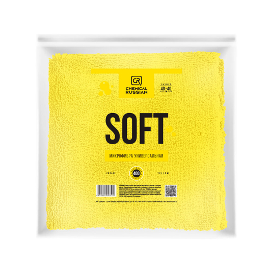 CR SOFT - микрофибровая салфетка в упаковке, желтая, 400 гр/м, 40х40 см