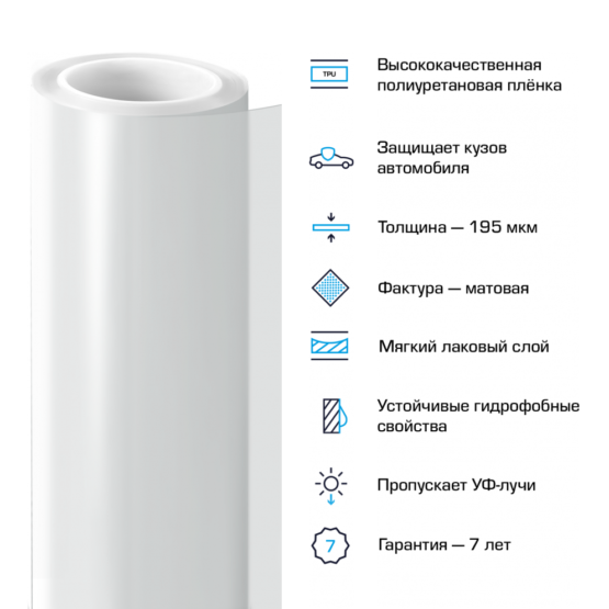 MEMBRANE TPU MATTE (1,52 М) - Матовая полиуретановая антигравийная пленка 195 мкм