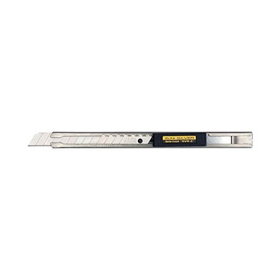 OLFA Нож с выдвижным лезвием и корпусом из нержавеющей стали, автофиксатор, 9мм OL-SVR-2