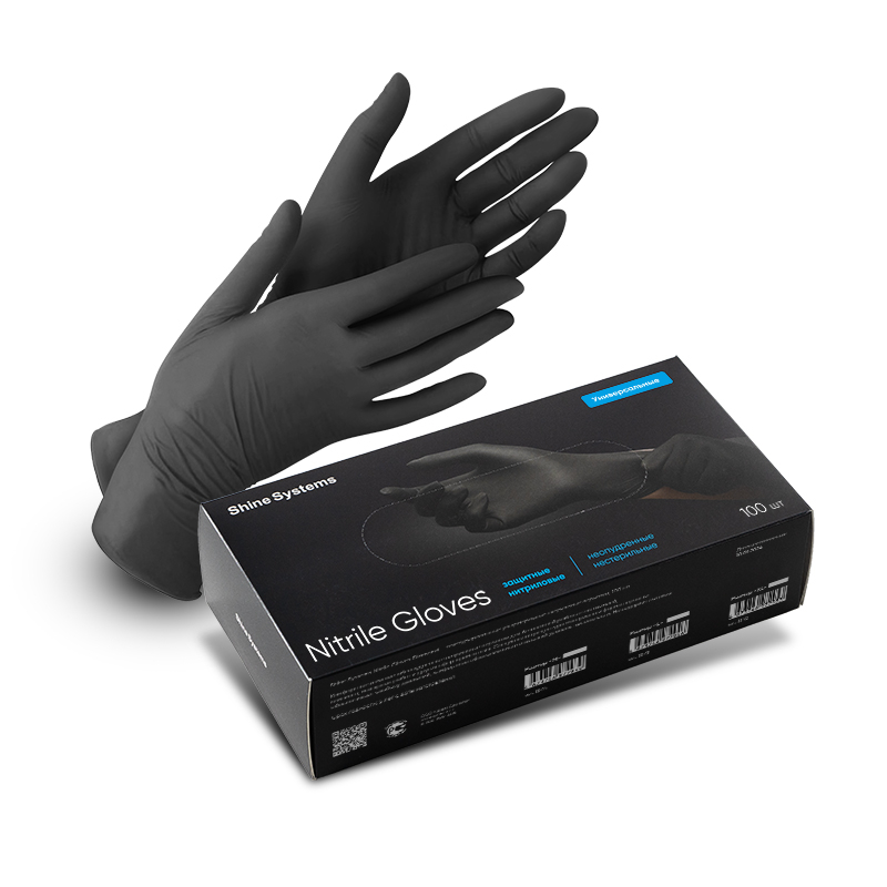 Shine Systems Nitrile Gloves - защитные универсальные нитриловые неопудренные перчатки, размер "L"