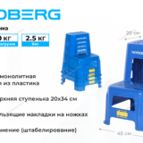 Табурет-стремянка, 2 ступени синий NORDBERG TL35